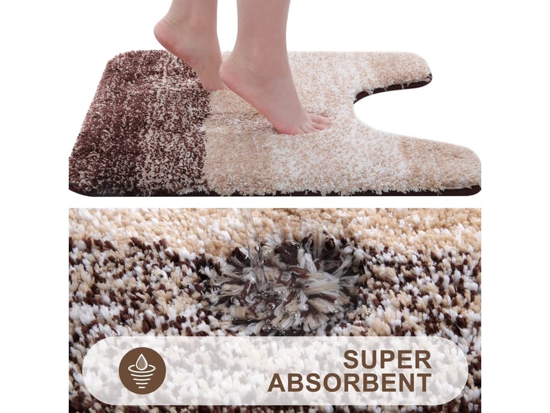  Tapis wc en u en microfibre antidérapant - 20 x 24 pouces - marron  - Conforama E