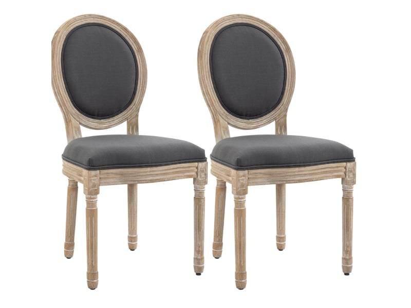 Lot de 2 chaises de salle à manger gris et bois clair, style campagne française, confort rembourré durable - Conforama A