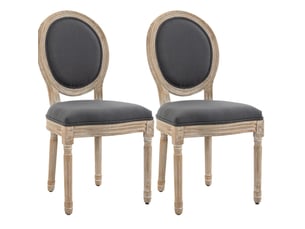 Lot de 2 chaises de salle à manger gris et bois clair, style campagne française, confort rembourré durable