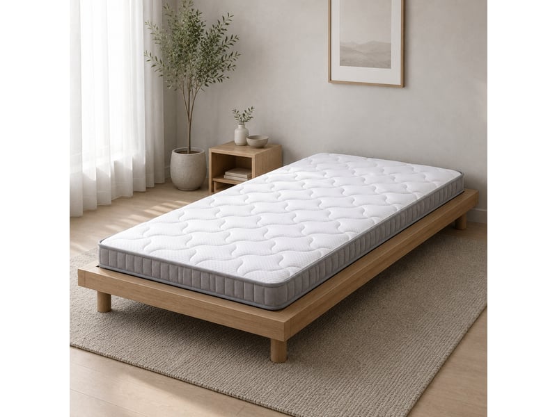 Matelas 90x200x10 cm en mousse et ressorts ensachés 7 zones blanc chicfurn - Conforama B