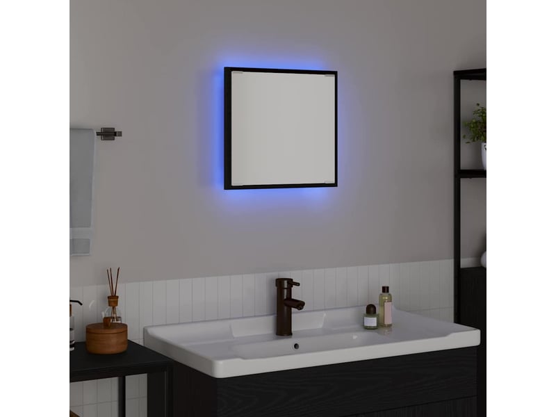  Miroir de salle de bain, miroir de toilette led chêne noir 40 x 37 x 8.5 cm cf62563  - Conforama D