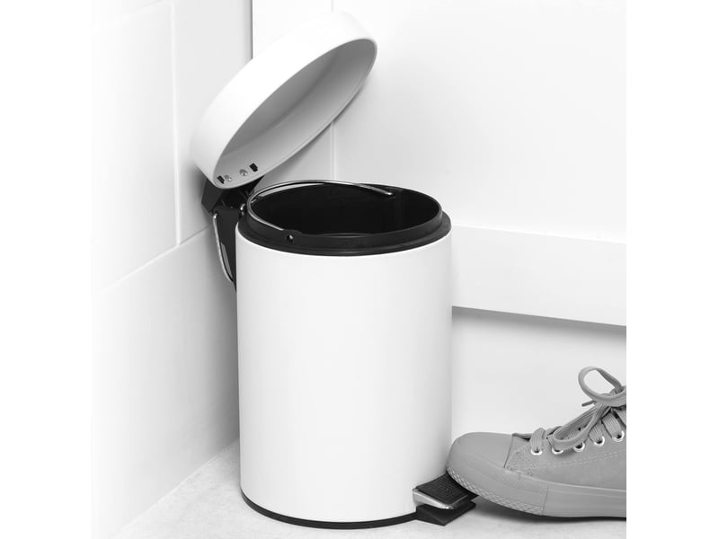  Poubelle à pédale pour salle de bain, capacité 3l, mini poubelle ronde  - Conforama D