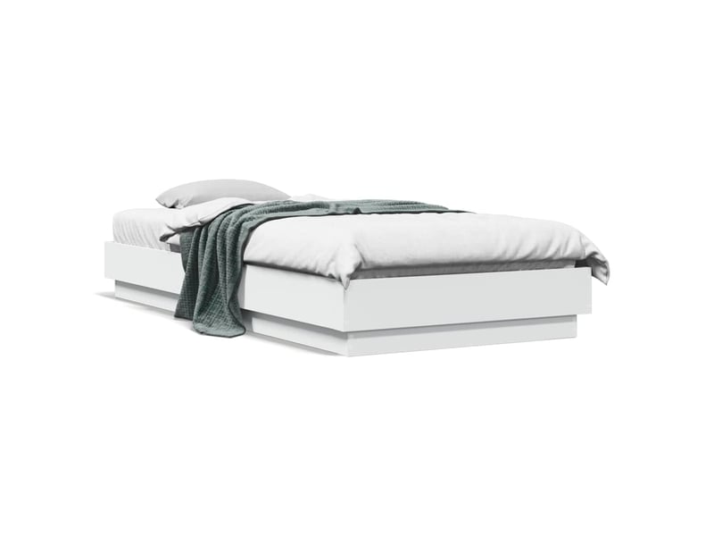  Lit simple- lit adulte -  cadre de lit sans matelas blanc 100x200 cm bois d'ingénierie  - Conforama A