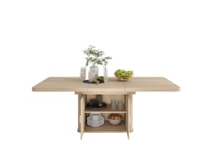 Table de salle à manger extensible, pour 6 à 8 personnes, rangement intégré, plateau épaissi, style scandinave, 150200×90 cm, chêne