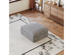 Pouf gris modulable en mousse sans cadre tissu coton doux siège de salon confortable