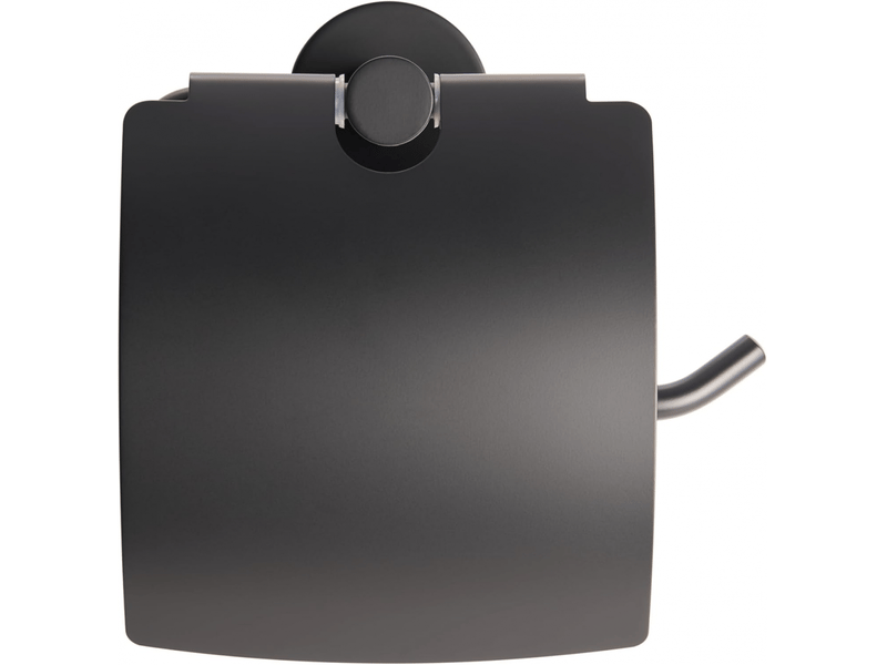  Porte-rouleau de papier toilette, fixation auto-adhésive ou par vis, acier inoxydable,noir b(avec couvercle)  - Conforama E