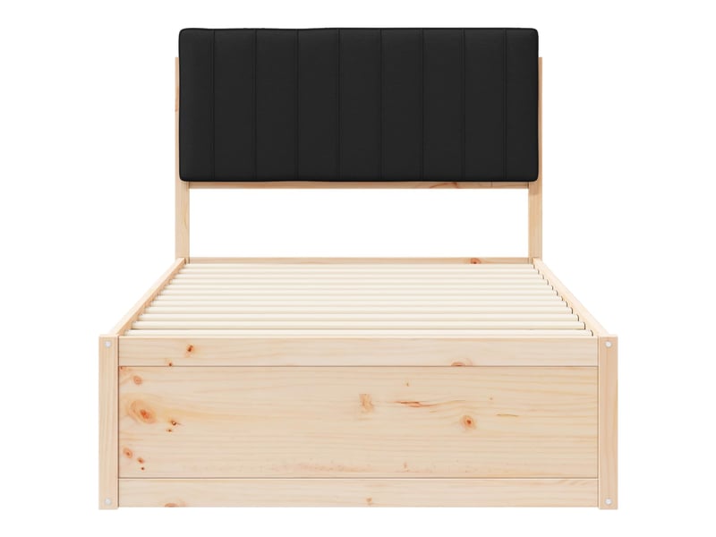  Lit simple- lit adulte -  cadre de lit avec tête de lit rembourrée noir 100 x 200 cm  - Conforama D