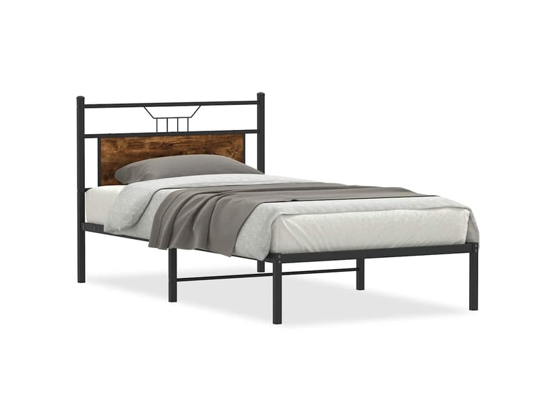 Lit simple- lit adulte -  cadre de lit sans matelas chêne fumé 100x200 cm bois ingénierie  - Conforama A