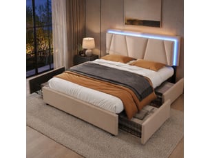 Lit 2 places 140x200 cm <strong>HAVRYA</strong> <strong></strong> coloris beige
