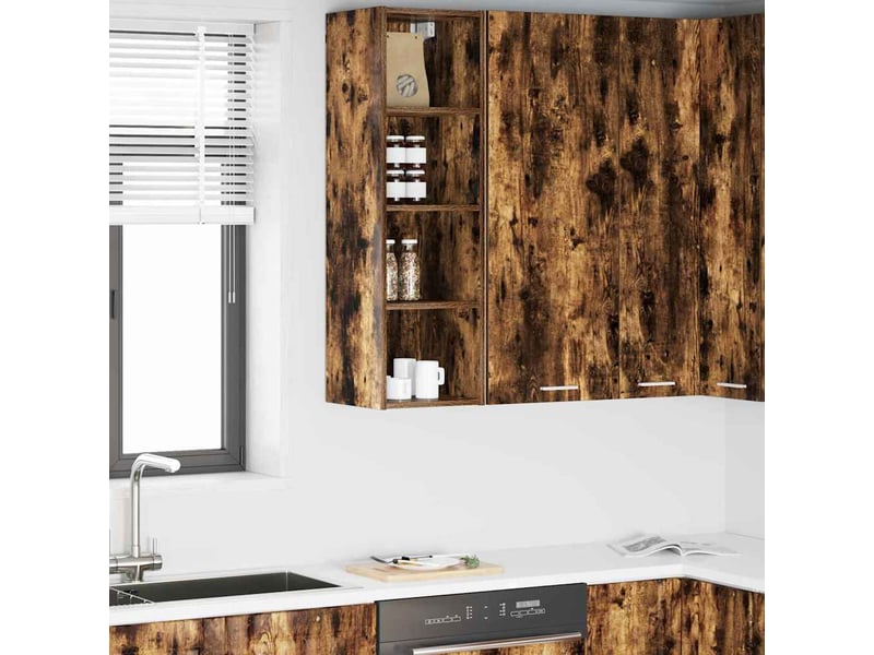  Meuble de rangement cuisine, armoire suspendue chêne fumé 30x29,5x100cm  - Conforama B
