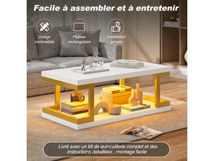 Table basse rectangulaire coloris blanc - 50 cmx100 cm