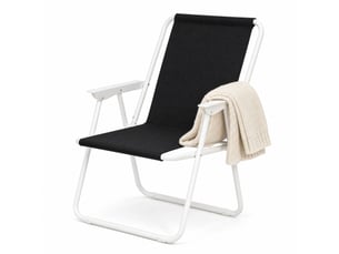 Chaise de camping pliable 58x53x76 cm – noire – légère, avec accoudoirs, tissu oxford 600d résistant