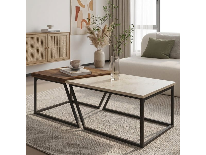 Set de tables basses modernes en bois et métal verona - Conforama B