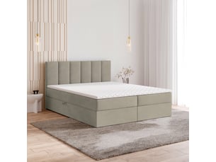 Lit avec rangement 180x200 cm <strong>MASSENO</strong>  <strong></strong> coloris beige