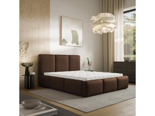 Lit coffre 200x200 cm <strong>MASSENO</strong>  <strong></strong> coloris marron
