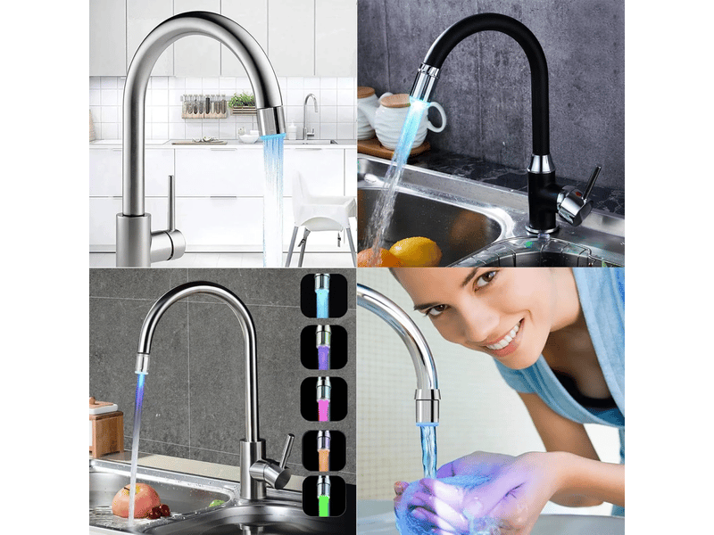  7 couleurs changeantes de l'eau robinet, robinet d'eau led coloré, changer automatiquement de couleur, accessoires de robinetterie ZPB502457 - Conforama E