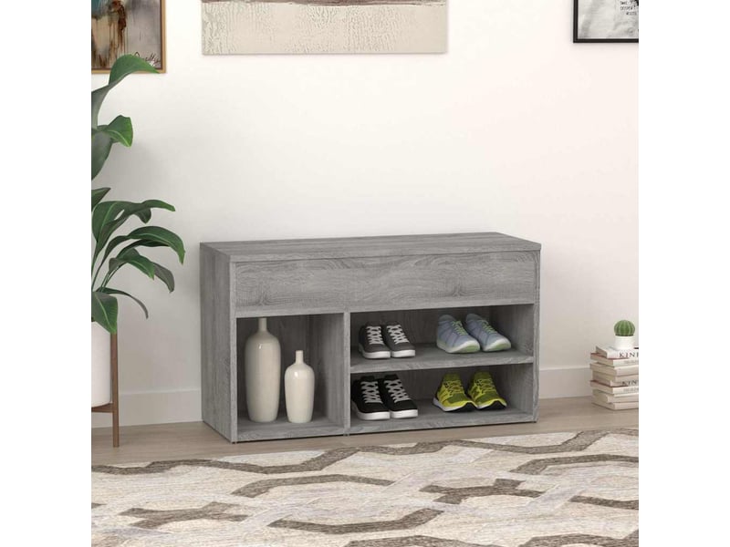  Banc à chaussures, meuble à chaussures sonoma gris 80x30x45 cm bois d'ingénierie  - Conforama C