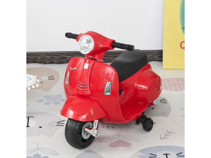  Moto électrique pour enfants de 18 à 36 mois avec licence vespa officielle, phares et klaxon, 66,5 x 38 x 52 cm, rouge  - Conforama D