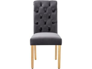 Chaise de salle à manger lot de 6 avec dossier capitonné et ressorts en s, pieds en chêne, velours gris