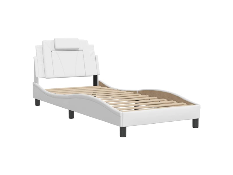  Lit simple- lit adulte -  cadre de lit viana sans matelas blanc 90x200 cm similicuir  - Conforama B