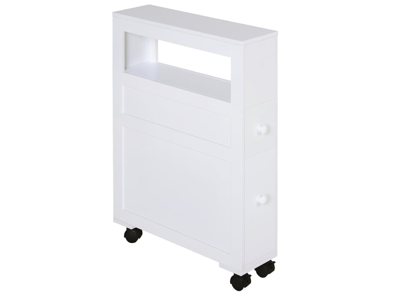  Meuble de salle de bain à 2 tiroirs, gain de place, sur roulettes, 16 x 52 x 71,5 cm, blanc  - Conforama A