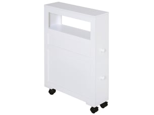 Meuble de salle de bain à 2 tiroirs, gain de place, sur roulettes, 16 x 52 x 71,5 cm, blanc