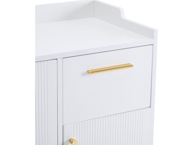  Meuble à chaussures blanc – 2 tiroirs, 4 portes et niche ouverte – 130 x 37 x 100 cm  - Conforama E
