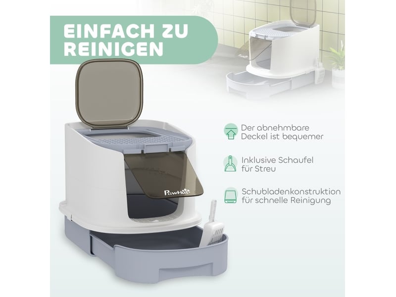  Bac à litière fermé gris 40,5x52,5x42,5 cm avec sortie supérieure  - Conforama E