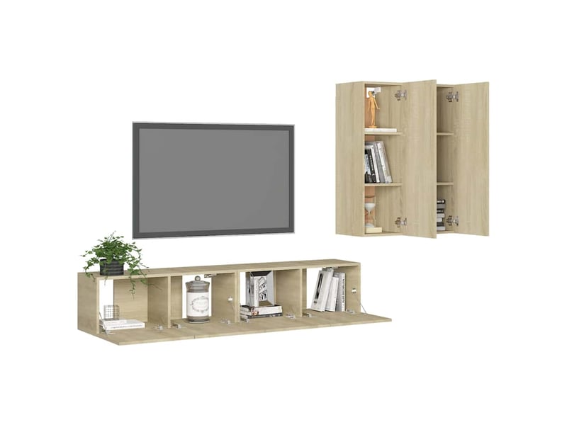  Ensemble de meubles tv 4 pcs chêne sonoma bois d'ingénierie shl32840  - Conforama C