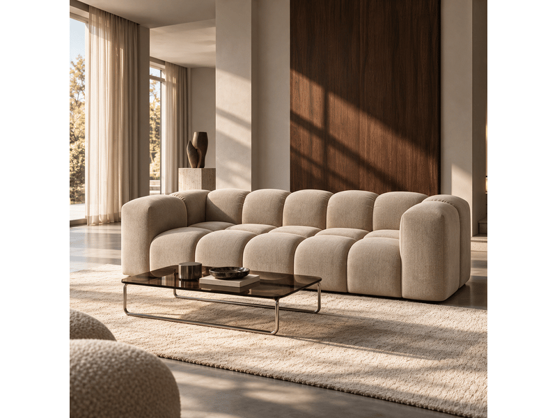Canapé 3 places en tissu tramé toucher doux taupe clark 1CLA3PTTTP - Conforama B