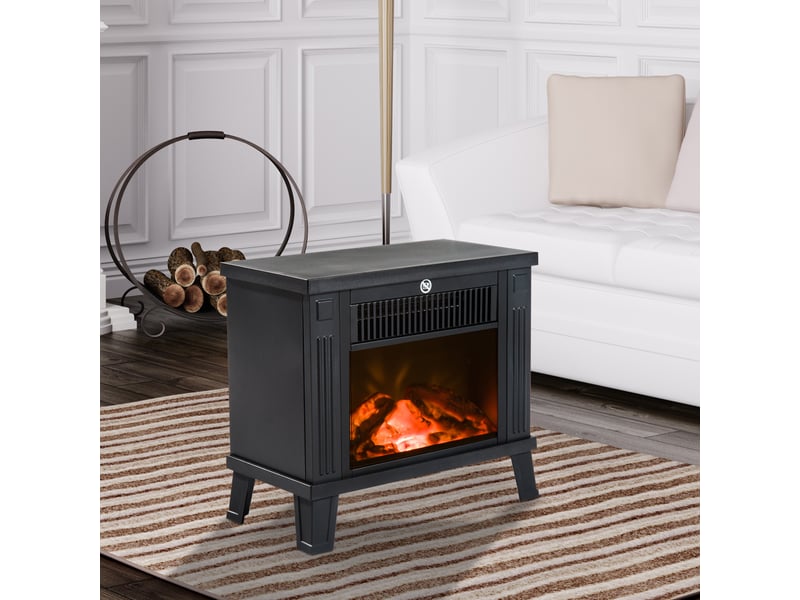  Cheminée électrique, poêle électrique, cheminée autoportante avec effet flamme, 6001200 w, métal, noir, 34 x 17 x 31 cm  - Conforama D