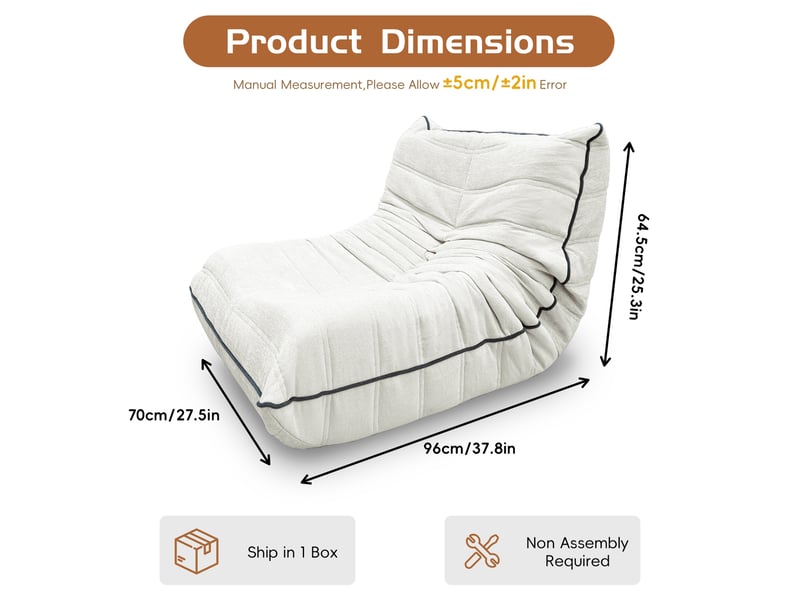  Fauteuil poire caterpillar de sol avec dossier, pour salon et chambre  - Conforama C