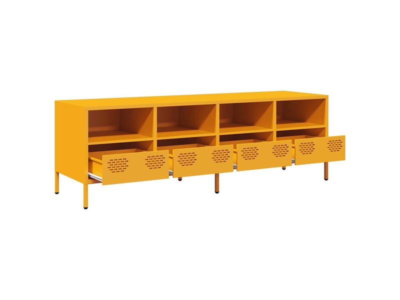  Meuble tv - banc tv - meuble de rangement jaune moutarde 135x39x43,5 cm acier laminé à froid  - Conforama E