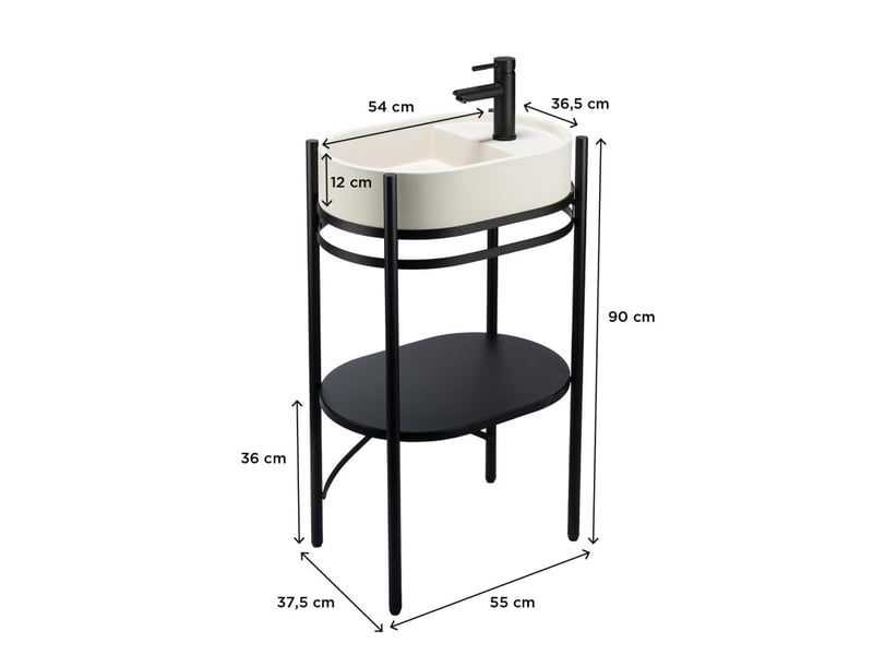  Meuble simple vasque lucia sur pieds 55cm métal noir et vasque béton MTC 3460 - Conforama C