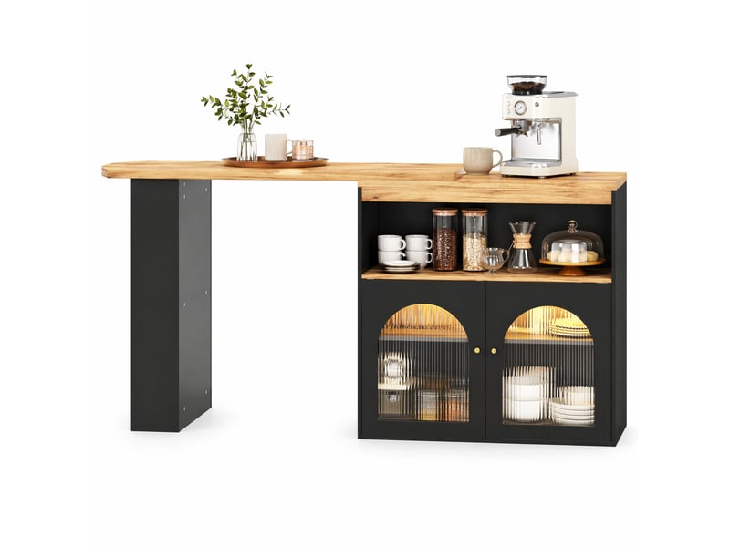  Table de bar extensible pivotante 138-193 x 39 x 105 cm avec led réglable, noire  - Conforama A