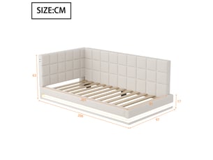 Lit simple 90x200 cm coloris beige