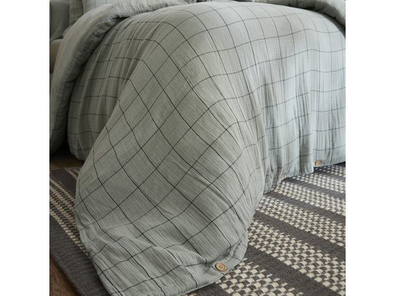  Housse de couette reversible 140x200 cm gaze de coton terra harmonie eucalyptus PD25031 - Conforama D