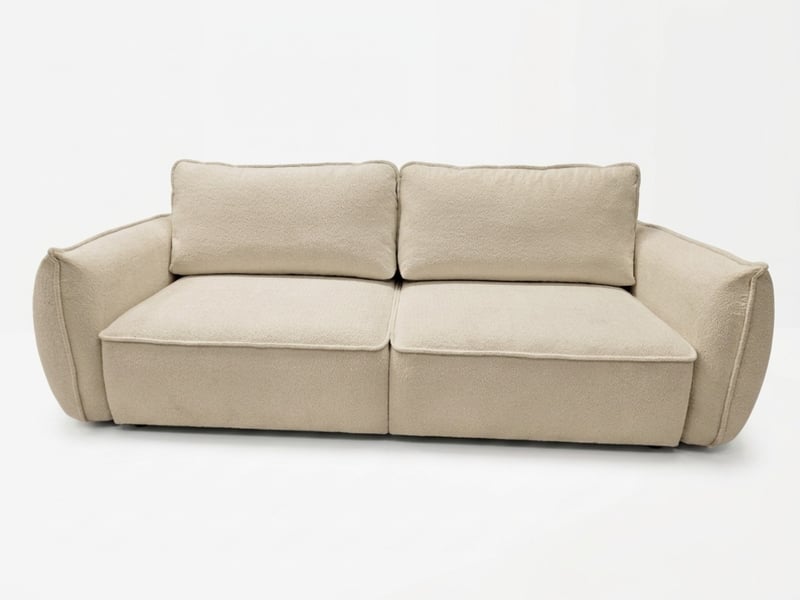  Bobochic canapé droit convertible 3 places esmee tissu chenille beige ESMEE - Conforama A
