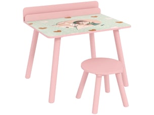 Ensemble table et chaise enfant table pour enfant avec chaise avec porte-livres motifs d'ours pour enfants 3-8 rose ans