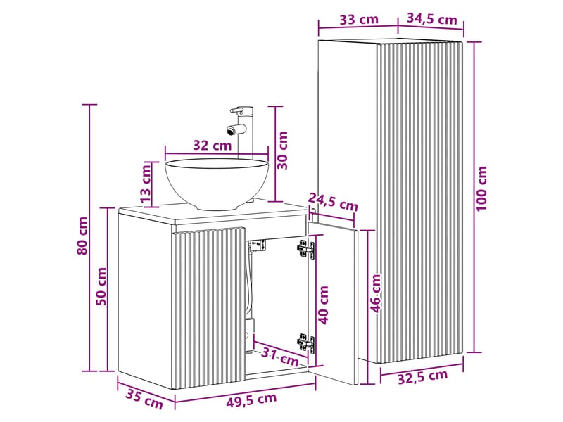  Ensemble de mobilier de salle de bain 2 pc blanc brillant cf64009  - Conforama E