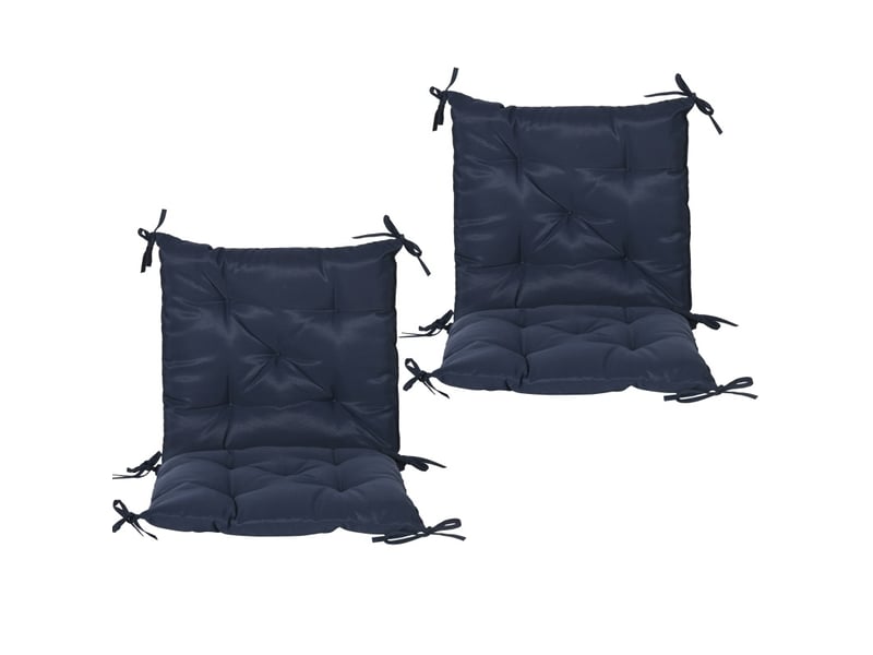  Lot de 2 coussins de chaise 98 x 50 x 8 cm bleu fonce polyester, attaches a nouer pour assise  - Conforama A
