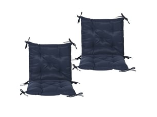 Lot de 2 coussins de chaise 98 x 50 x 8 cm bleu fonce polyester, attaches a nouer pour assise