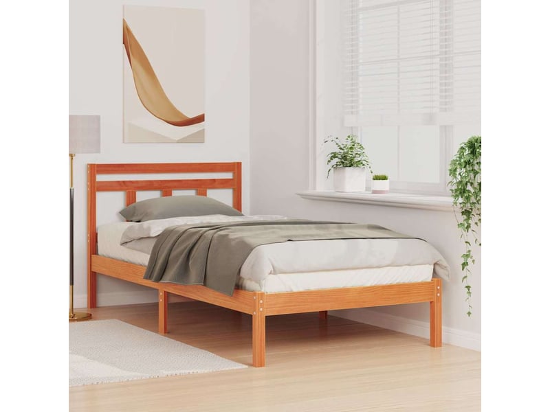 Lit simple- lit adulte - cadre de lit marron 90 x 200 cm pin massif - Conforama B