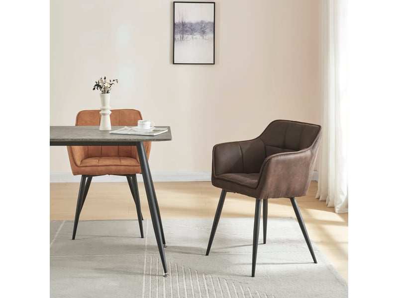  Lot de 2 chaises de salle à manger birmingham 82 x 60 x 59 cm marron foncé noir [en.casa] Birmingham - Conforama C