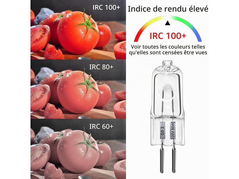 Ampoules halogènes g5.3, ampoule 220 v 50 w, ampoule à capsule transparente à 2 broches 12pcs - Conforama B