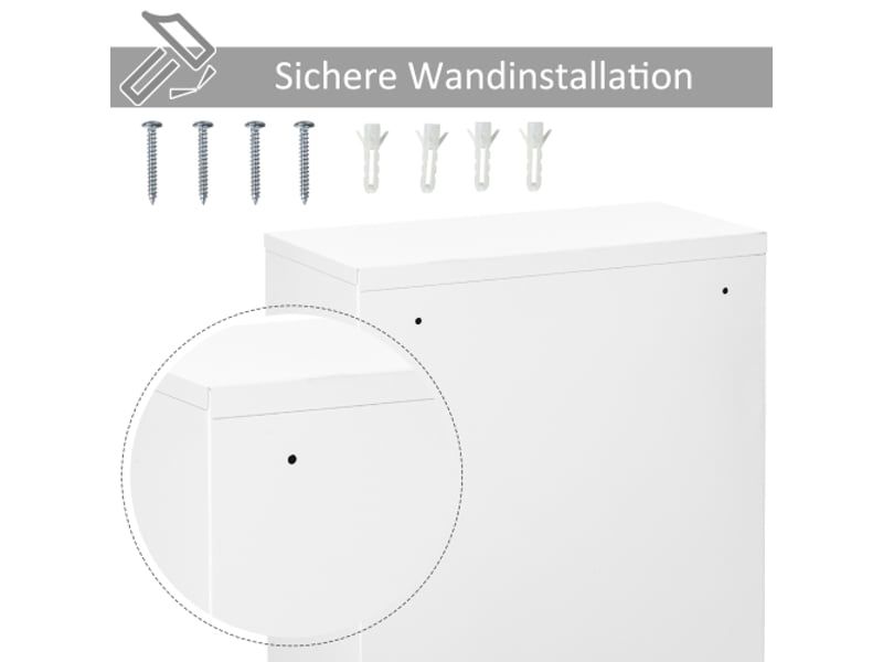  Armoire à pharmacie blanche en acier, 3 compartiments verrouillables, 40x18x60 cm, maison et bureau  - Conforama E
