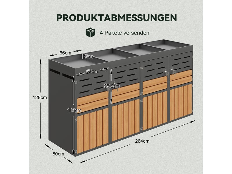  Armoire de jardin multifonctionnelle, coffre extérieur avec jardinière, gris, rangement ventilé  - Conforama C
