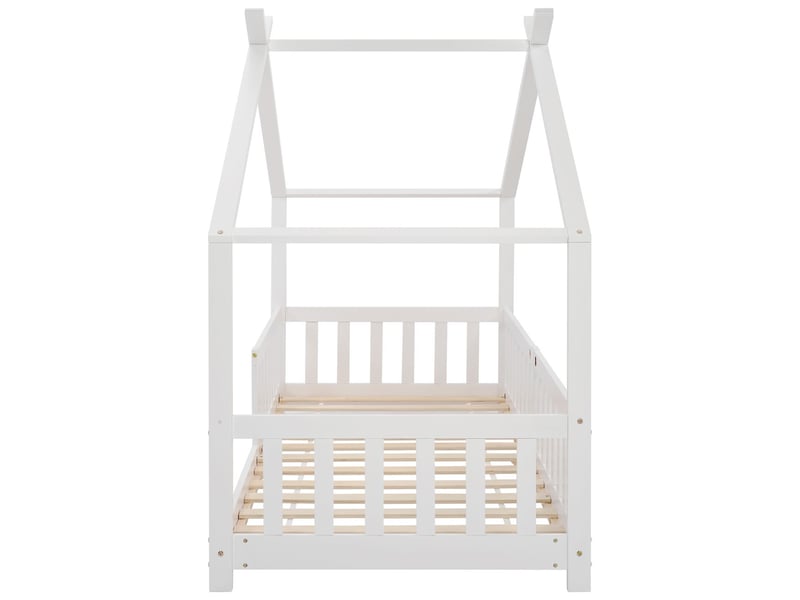  Lit cabane enfant 90x200,lit enfants , en bois massif sécurisé avec barrière anti-chute et sommier intégré lit combine enfant  - Conforama E