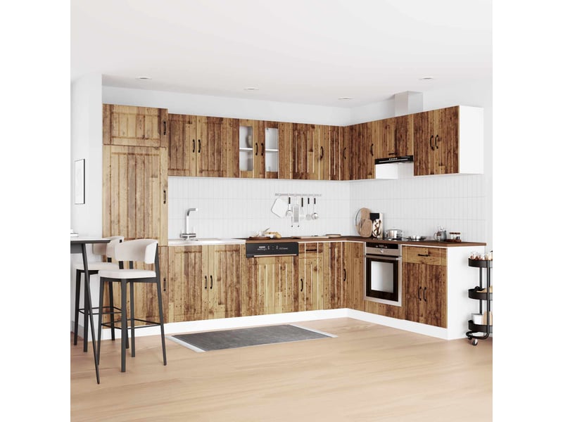 Meuble sous évier 2 pcs bois ancien bois d'ingénierie - Conforama B
