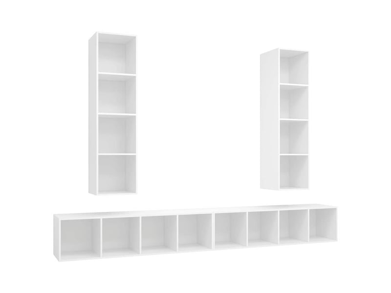  Meubles tv - banc tv - meuble de rangement muraux 4 pcs blanc bois d'ingénierie  - Conforama A
